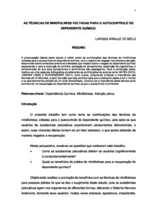 AS TÉCNICAS DE MINDFULNESS VOLTADAS PARA O AUTOCONTROLE DO DEPENDENTE QUÍMICO.
